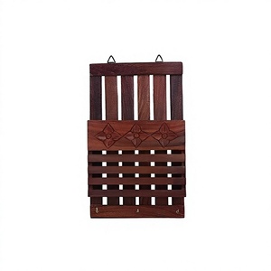 Square Wooden Eco-friendly Durable Lightweight Key Holder Stand Wall Hooks | Wall Mounted Hanging <b>Board</b> Storage for Living Room - Product Image 1