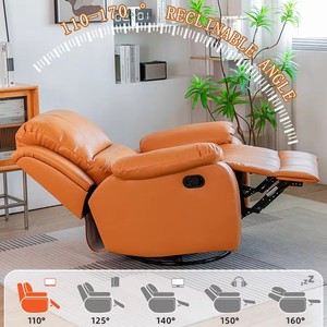 Sofá Reclinable Giratorio Extensible Moderno con Ruedas Inferiores, Función de Masaje, Cuero Genuino, Juego de Sillas de Cine con Control Remoto - Product Image 3