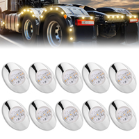 Feux de gabarit ovales miniatures à 3 LED avec lentille transparente, clignotants pour camions et remorques Peterbilt Kenworth Freightliner, IP67