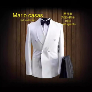 <span class=keywords><strong>Costume</strong></span> <span class=keywords><strong>homme</strong></span> élégant ivoire, ensemble 2 pièces, blazer de smoking ajusté à simple boutonnage pour marié et événements de luxe - Product Image 4