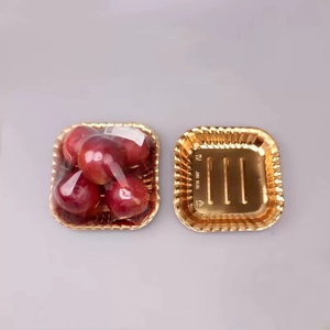 Bandejas de plástico desechables doradas para carne y pollo de 160*160*20mm, alimentos para mascotas, frutas, verduras, contenedores de embalaje, supermercado - Product Image 3