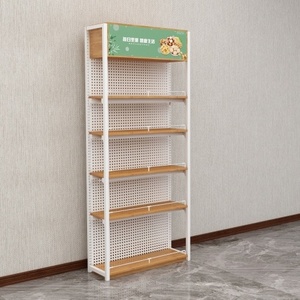 رف عرض معدني خشبي تجاري، رف متين للمتاجر، حامل عرض للملابس والكتب، بيع بالجملة - Product Image 2