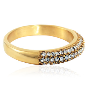 Bague en or Yunnique avec pierres blanches serties pavé, bijoux de mode pour femme, cadeau - Product Image 3