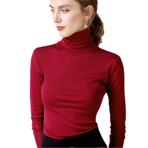 Camiseta de Cuello Alto Informal para Mujer F1136 HG, Manga Larga, Mezcla de Poliéster/Algodón, Tejido Transpirable Antipilling, Estilo Hip Hop - Product Image 1