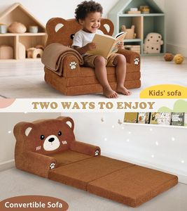 Custom Factory Multifunctional 2-in-1 Plush <b>Sofa</b> Soft Toddler Couch with Blanket Compressed <b>Foam</b> Foldable Kids Furniture - Product Image 3