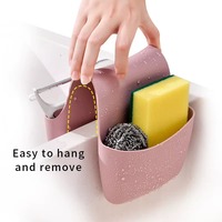 Organisateur d'évier de cuisine en silicone, support pour éponge, support de robinet, égouttoir mural simple pour brosses et éponges