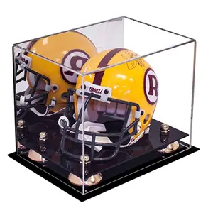 Capa acrílica transparente personalizada, caixa de exibição para capacete de futebol com sino riser
