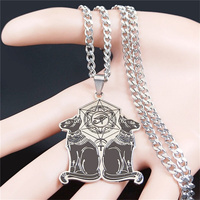 Ouj Collier pendentif égyptien en acier inoxydable avec symbole oeil de chat de Ra Collier pendentif 2 chats noirs