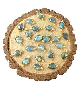 Lunettes plaquées or en forme de poire, Labradorite naturelle de 10 pièces, pendentif fantaisie - Product Image 2