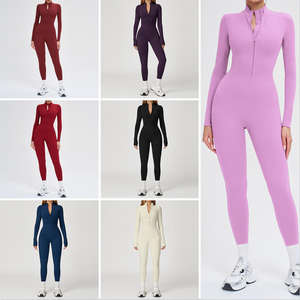 Tuta Sportiva Autunno Inverno Corta con Imbottitura, Abbigliamento da Allenamento per Donna, Completo da <span class=keywords><strong>Palestra</strong></span> con Mezza Zip, Outfit Sportivo <span class=keywords><strong>Femminile</strong></span> - Product Image 3