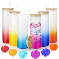Verre à bière de 25 oz sans BPA avec couvercle en bambou, dégradé de couleurs givrées, pour bière, jus, eau glacée et autres boissons