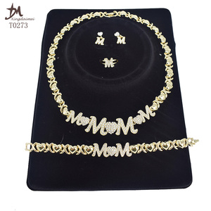 T0273 Madre <span class=keywords><strong>regalo</strong></span> di Giorno di alta qualità 18K gold-plated <span class=keywords><strong>MAMMA</strong></span> insieme dei monili - Product Image 2
