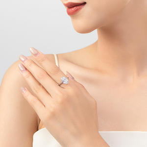 Ensemble de bijoux de mariage classique SPJ bagues de fiançailles Solitaire taille ovale Zircon 925 en <span class=keywords><strong>argent</strong></span> Sterling bagues de fiançailles Carat personnalisées - Product Image 3