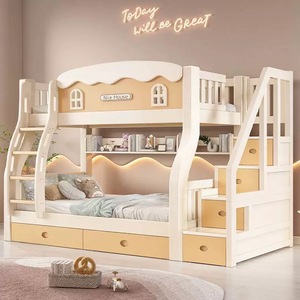 Nouveau design d'échelle à cadre en bois, ensemble de meubles de chambre à coucher pour enfants, dortoir scolaire, lits superposés de rangement - Product Image 2