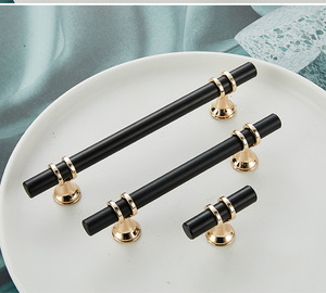 Modern Black <b>Gold</b> Cabinet Door <b>Pull</b> Handle Zinc Alloy Bar <b>Drawer</b> Knob for Kitchen Cupboard Furniture Hardware - Product Image 2