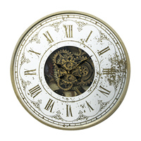Horloge murale à engrenages en forme de miroir rond antique de luxe, directement de l'usine