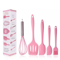 5 buah Set peralatan silikon tahan panas, Spatula sendok Pasta aksesori rumah dan dapur