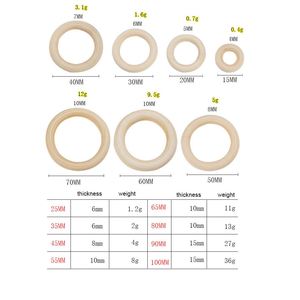 Unfinished Natural Solid Wooden Rings Pendant for Crafts - Product Image 2