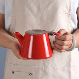 Logo personalizzato design macarons colori <span class=keywords><strong>teiera</strong></span> in ceramica con filtro infusore in acciaio inossidabile - Product Image 2