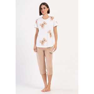 Traje de dormir capri ovalado de manga corta con cuello redondo para mujer - Product Image 4