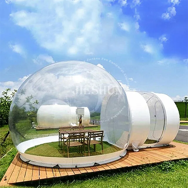 Vente en gros PVC extérieur plastique air transparent camping hôtel dôme maison transparent souffle gonflable tente à bulles