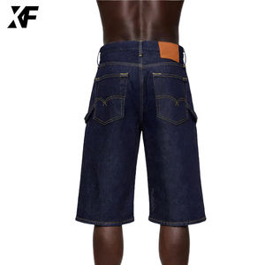 XUFEI原创复古设计师OEM定制男士原边宽松牛仔短裤深靛蓝日本原边牛仔布短裤男 - Product Image 3