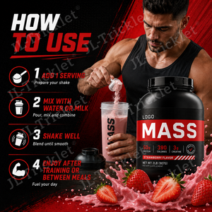 Poudre Protéinée Mass Gainer 50g Protéines 3g Créatine Saveur Fraise 2LB Nutrition Sportive Fabricant OEM Marque Privée - Product Image 4