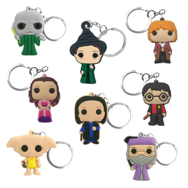 pvc key holder hot movies cartoon figure keyring magic school anime keychain wholesale key rings For Man Women keys accessories