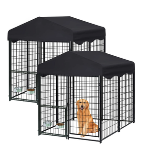 Cheap Heavy Duty Big Metal <strong>Dog</strong> Crate Large Wire Mesh Pet <strong>Dog</strong> Cages <strong>Kennel</strong> with Roof Bowl for Large Middle <strong>Dogs</strong> - Product Image 1