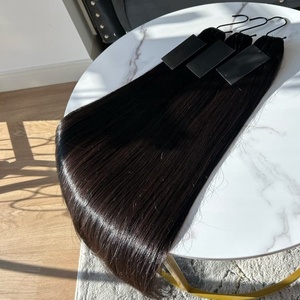Cheveux humains Remy indiens 100% lisses, trame en PU ultra-fine, nœuds invisibles, densité 120-130% pour <span class=keywords><strong>femmes</strong></span> - Product Image 6