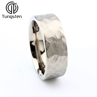 Bague marteau en tungstène plaqué argent 8 mm, tendance, pour homme et femme, alliance de mariage