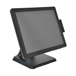 Moniteur à écran tactile de 15 pouces, écran lcd en verre usb avec lecteur de carte à bande MSR pour machine pos, vente en gros