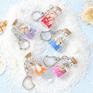 Sea Sand Bottle Keychain Polished Glass Pastoral Style Geometry Shape Birthday Gift Lucky Bottle Holiday GiftSouvenir