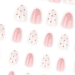 24 <span class=keywords><strong>Uñas</strong></span> <span class=keywords><strong>Postizas</strong></span> Francesas Blancas, Color Rosa Nude Almendrado, <span class=keywords><strong>Uñas</strong></span> a Presión con Diseño <span class=keywords><strong>de</strong></span> Puntos, <span class=keywords><strong>Uñas</strong></span> <span class=keywords><strong>Postizas</strong></span> Brillantes <span class=keywords><strong>para</strong></span> Chicas - Product Image 5