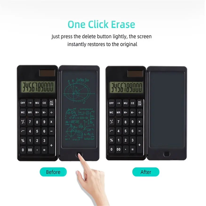 Foldable Calculator Digits Memo Pad Scientific Calculator With Electronic LCD Writing Tablet Notepad
