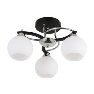 Plafoniera LED 3xE27, Cromo/Nero, Dimensioni 25x43x43 cm, Illumina Spazi Moderni e Contemporanei, Ideale per Case e - Product Image 1