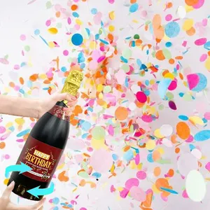 Canhões de confete para festas e festas, garrafa de vinho popper personalizada para aniversário e casamento