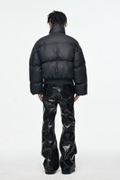 Pantalon pour homme en PU brillant, noir brillant, simili cuir, coupe évasée, ample, avant-gardiste, streetwear