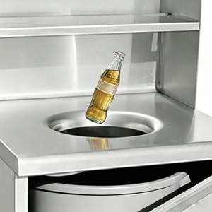 Stainless Steel Waste <b>Bin</b> Cabinet With Backsplash & <b>Storage</b> Shelf, Commercial Kitchen Waste Disposal Unit for Restaurant Hotel - Product Image 4