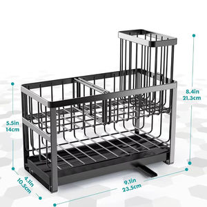 حامل إسفنج للمطبخ من طبقتين، رف تخزين قابل للتعديل فوق الحوض مع صينية تصريف - Product Image 5