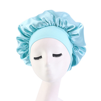 Bonnet en soie satinée pour dormir Bonnets pour femmes noires Bonnet pour dormir Grand bonnet de sommeil Large bande souple Bonnet pour cheveux bouclés