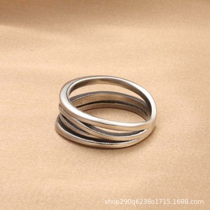 Bague géométrique en acier inoxydable pour homme, design vintage argenté multi-spirales, bijou cadeau - Product Image 4