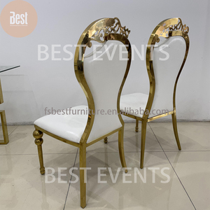 Chaise de banquet moderne en acier inoxydable, chaise de mariage dorée avec coussins, marque BESTEVENTS - Product Image 5