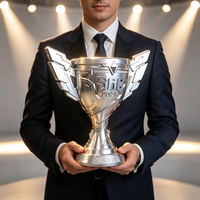 Trophée de luxe en alliage d'aluminium gravé en 3D par CNC, coupe de champion en métal avec logo personnalisé pour la cérémonie de remise des prix des ligues de jeux électroniques