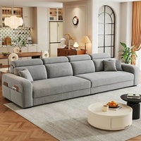 Canapé d'angle moderne et simple en tissu chenille gris à trois places avec chaise longue inclinable pour salon et usage hôtelier
