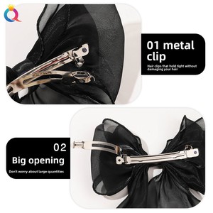 Jepit Rambut Pita Satin Besar Organza Musim Semi, Aksesoris Rambut Elegan, Pita Sutra Panjang untuk Pernikahan, Jepit Rambut Wanita - Product Image 3