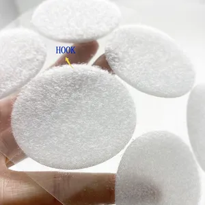 Self-Adhesive Strong Sticky Die Cut Colored Back Glue Hook And Loop Round Dots/ Circles/ Tape Printed Logo