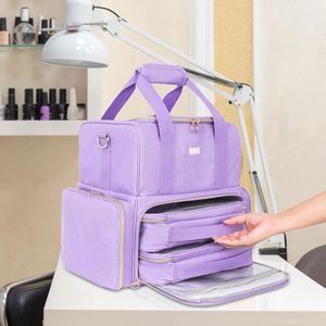 Échantillon Gratuit : Trousse de Manucure Détachable pour Vernis à Ongles, Sac de Voyage Portable Double Couche pour Vernis et Maquillage avec 2 Pochettes Amovibles - Product Image 3