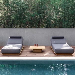 Ocio al aire libre Teca Patio Jardín Balcón Todo clima Patio Aleación de aluminio Madera Impermeable y Protector solar Muebles - Product Image 5