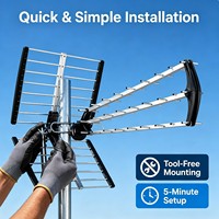 WC-233 15dBi Hochleistungs-Außenantenne für Digital-TV UHF/VHF HDTV 470-862MHz Frequenzbereich DVB-T2 Mastmontage 75 Ohm